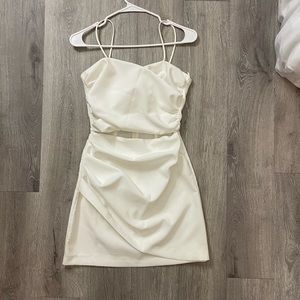 zara white spaghetti strap wrap body con dress